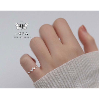 Nhẫn nữ bạc LoPa sóng trơn nhẹ nhàng xinh xắn dành cho đeo ngón út, Jewelry LoPa