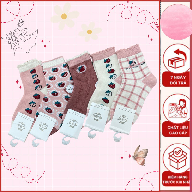 set 10 đôi tất dâu bé gái ngoài đẹp hơn hình Hàn Quốc | Shopee Việt Nam