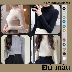 Áo Len Tăm Giữ Nhiệt Thùy Dương - Áo Giữ Nhiệt Cổ 3 Phân Nhiều Màu Chất Mềm Mịn Co Giãn Thoải Mái Boochic