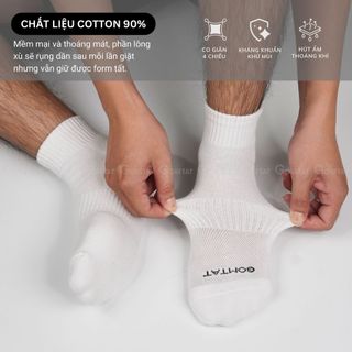 Tất nam nữ trơn GOMTAT màu trắng, lót xù dày dặn, thiết kế giữ ấm chất liệu cotton êm chân - STA-5009-1DOI