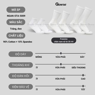 Tất nam nữ trơn GOMTAT màu trắng, lót xù dày dặn, thiết kế giữ ấm chất liệu cotton êm chân - STA-5009-1DOI