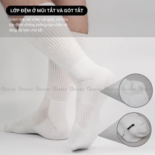 Combo 5 đôi tất trơn nam nữ GOMTAT màu trắng có lót xù êm chân, có mặt lưới thoáng mát - STA-5009-CB5