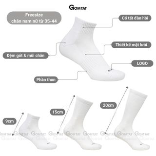 Combo 10 đôi vớ trắng GOMTAT nam nữ cổ cao, chất liệu cotton mềm mại, có lót xù êm chân - STA-5009-CB10