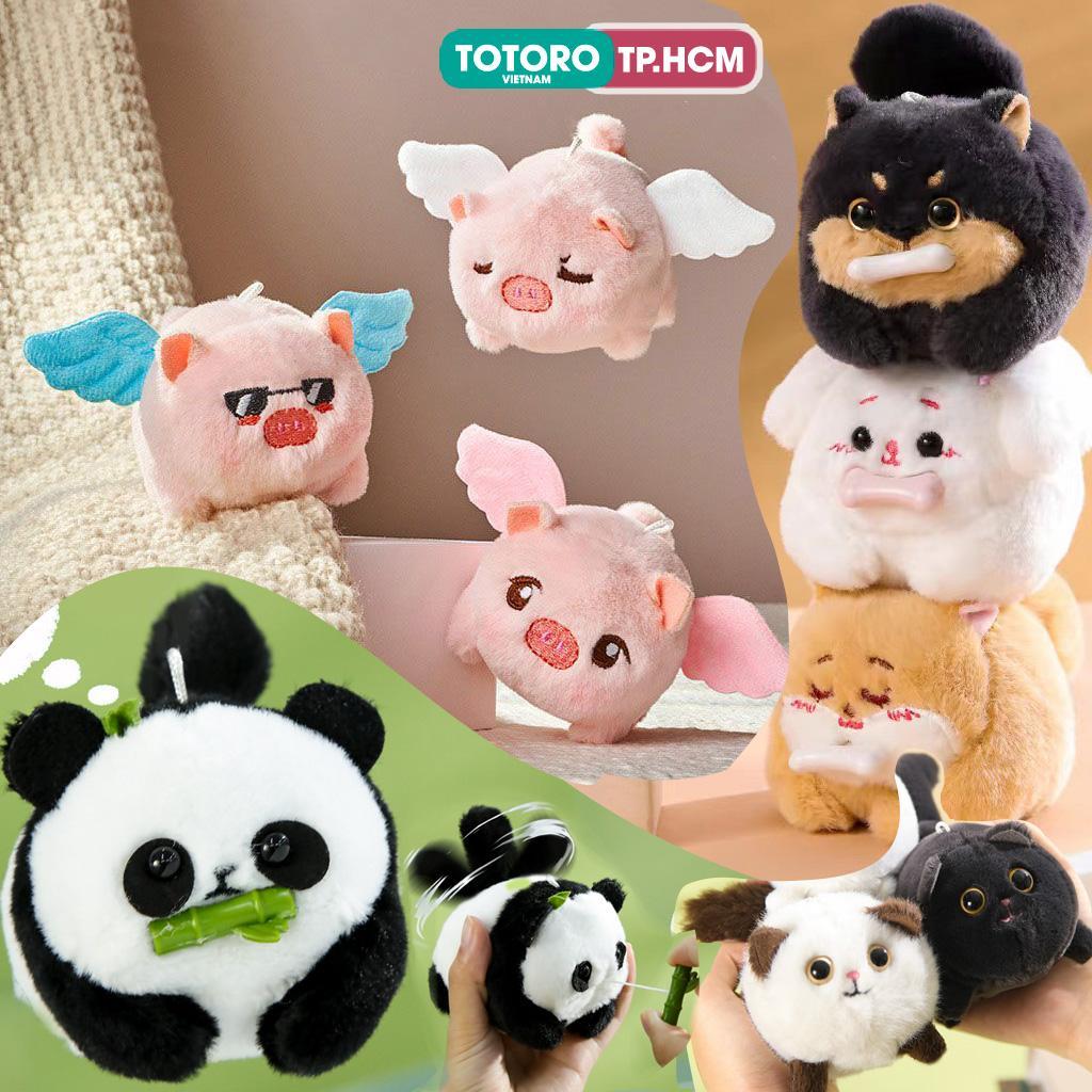 Móc khoá bông vẫy đuôi Heo Hồng có cánh và Thú cưng Gấu Trúc Panda Chó ...