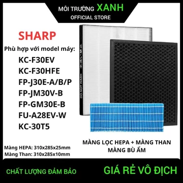 COMBO Màng lọc không khí HEPA+màng than hoạt tính+ màng bù ẩm máy SHARP FZ-F30HFE, KC-F30HFE, KC-F30EV, FP-JM30,