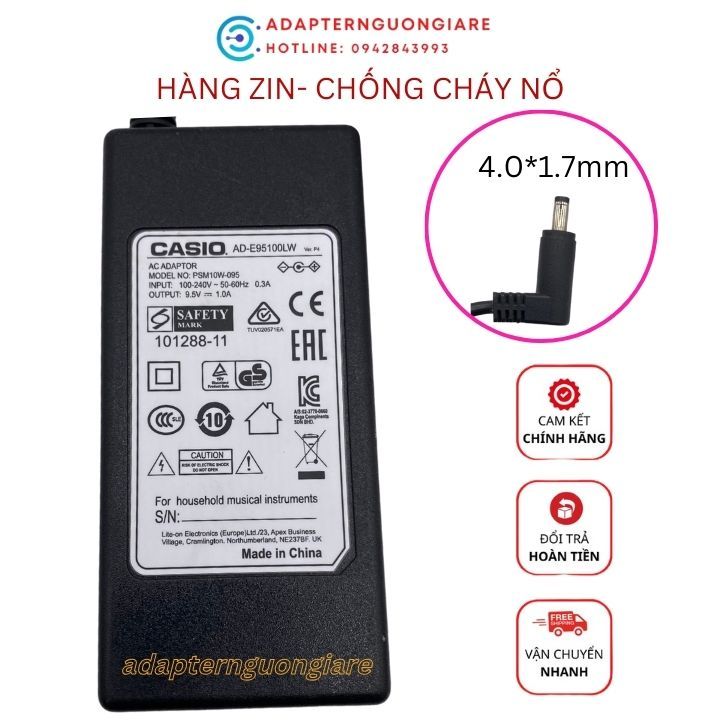 Casio 5 Alimentatore AC Per Tastiera Casio WK-220 WK-225 WK-240 - 9.5V 1A, Adattatore Sostitutivo UpBright Aeg Tassellatore - Foto 4