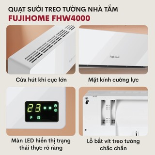 Quạt sưởi gốm FUJIHOME FHW4000 Làm ấm nhanh - Điều khiển từ xa màn led hiển thị - Tiết kiệm điện