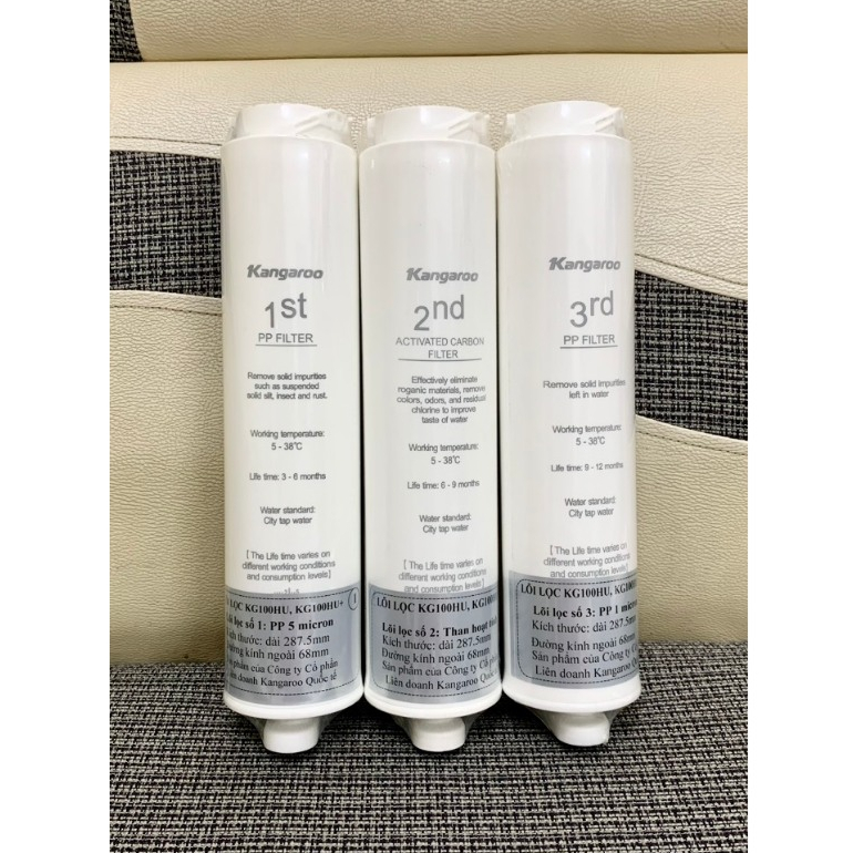 Bộ Lõi lọc nước 123 KG100HU, KG100HU+ dành cho các máy Kangaroo KG100HU, KG100HU+, KG100MED, KG100EED, KG-Y1MED,