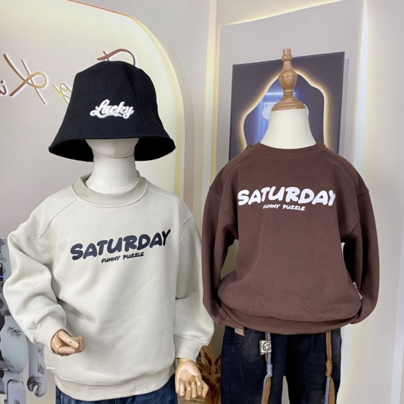 Áo nỉ LÓT LÔNG Saturday cho bé hàng QCCC . Áo nỉ cho bé size từ 19-36kg