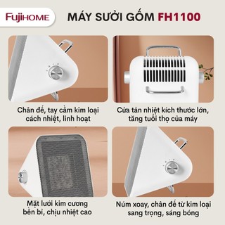 Quạt sưởi gốm mini để bàn nhập khẩu FUJIHOME FH1100 làm ấm nhanh - Tiết kiệm điện - Bảo hành 2 năm