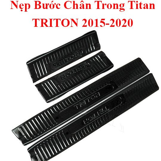 Ốp bậc cửa, nẹp bước chân trong, ngoài xe Triton 2015- 2024, 2025 vân titan cao cấp