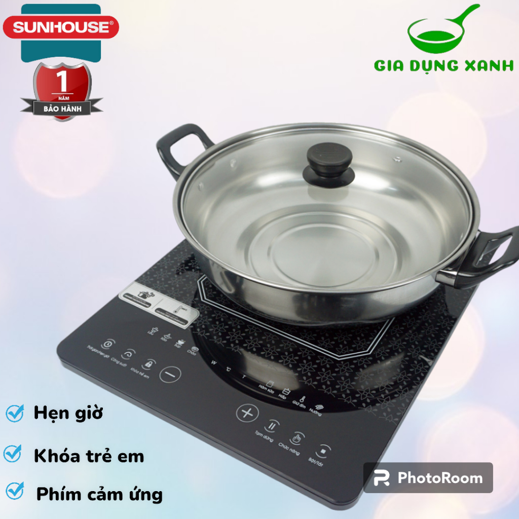 Bếp điện từ cảm ứng SUNHOUSE SHD6802 HOẶC  phím cơ SHD6160 tặng kèm nồi lẩu - bảo hành chính hãng toàn quốc 12 tháng