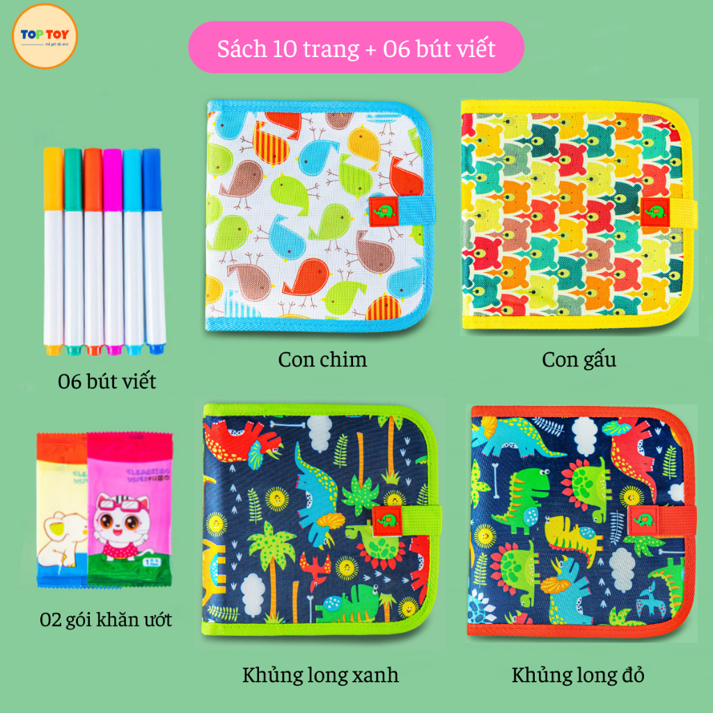 Sách Vẽ Tô Màu Xóa Được Kèm Bút Màu Cho Bé 10/ 14/ 16 Trang Với 6/ 12 Màu Đồ Chơi Montessori Tranh Vẽ Tô Màu Cho Bé