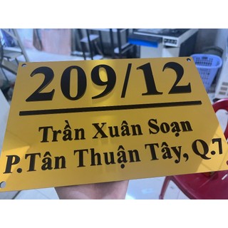 BẢNG, BIỂN SỐ NHÀ. Alu xước bạc/ alu vàng gương + Mica, số nổi alu gương ngoài trời