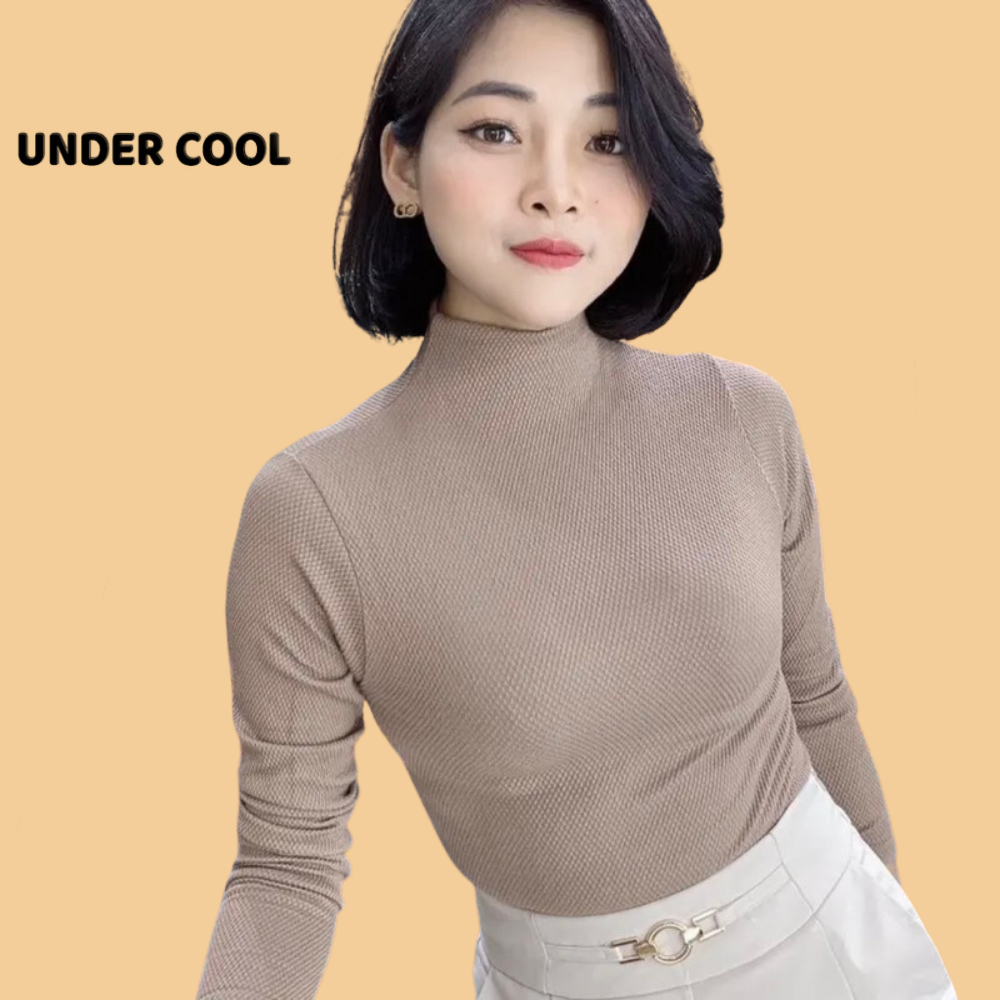 Áo Giữ Nhiệt Nữ Dài Tay Cổ 3 phân UNDERCOOL Thun Hạt Gạo Nhiều Màu ADT06