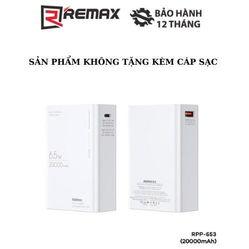 Pin Dự Phòng sạc Laptop Remax RPP-653 20000mAh max 65W 1 Cổng USB 1 ...