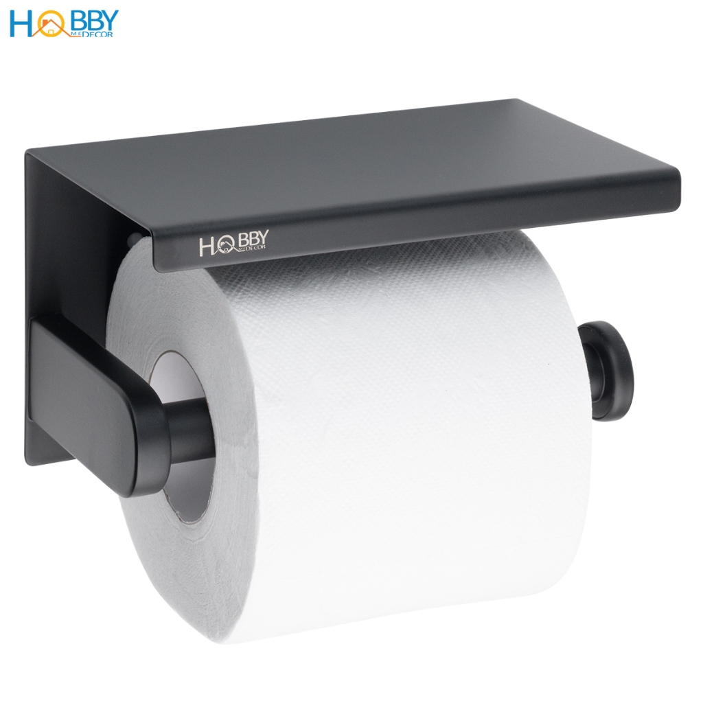 Kệ để giấy vệ sinh có mái che Inox 304 sơn đen Hobby home decor G22