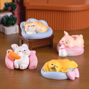 Mô hình thú đi ngủ size nhỏ dễ thương trang trí bàn làm việc, bàn học, taplo ô tô