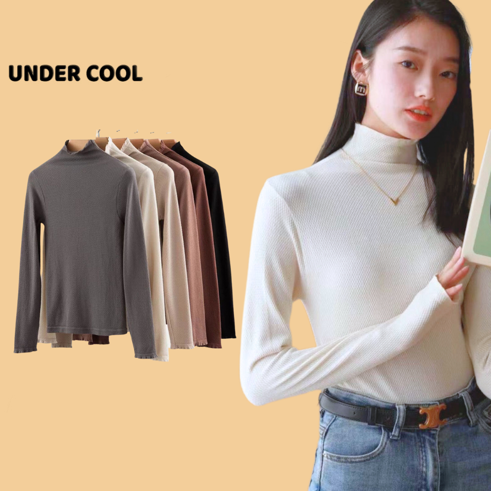 Áo Giữ Nhiệt Nữ Dài Tay Cổ 3 phân UNDERCOOL Thun Hạt Gạo Nhiều Màu ADT06