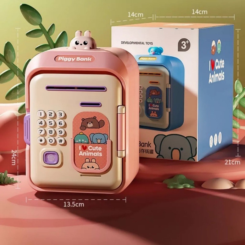 Đồ chơi két sắt mini đựng tiền tiết kiệm kèm mật khẩu quét vân tay cho bé có nhạc
