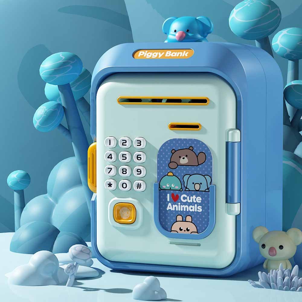 Đồ chơi két sắt mini đựng tiền tiết kiệm kèm mật khẩu quét vân tay cho bé có nhạc