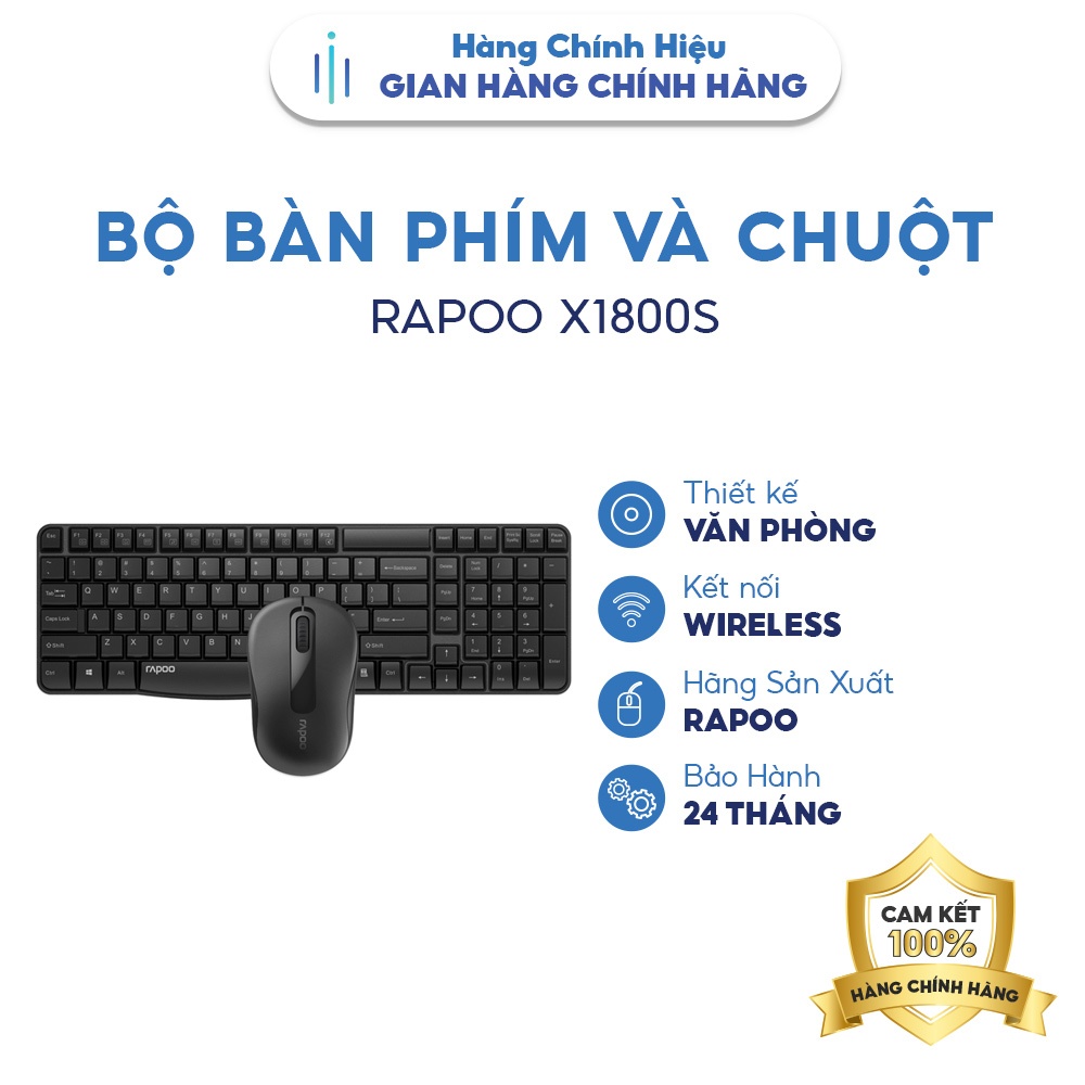 Combo Bàn Phím Chuột Không Dây Rapoo X1800s Usb Wireless Shopee Việt Nam 9940