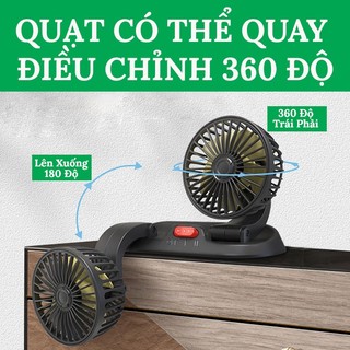 Quạt Ô Tô 12V, Quạt 24V Xe Tải – Xoay 360 Độ Tiện Ích, Có 3 Tốc Độ Gió Xoay