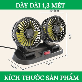 Quạt Ô Tô 12V, Quạt 24V Xe Tải – Xoay 360 Độ Tiện Ích, Có 3 Tốc Độ Gió Xoay