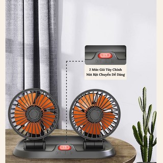Quạt Ô Tô 12V, Quạt 24V Xe Tải – Xoay 360 Độ Tiện Ích, Có 3 Tốc Độ Gió Xoay