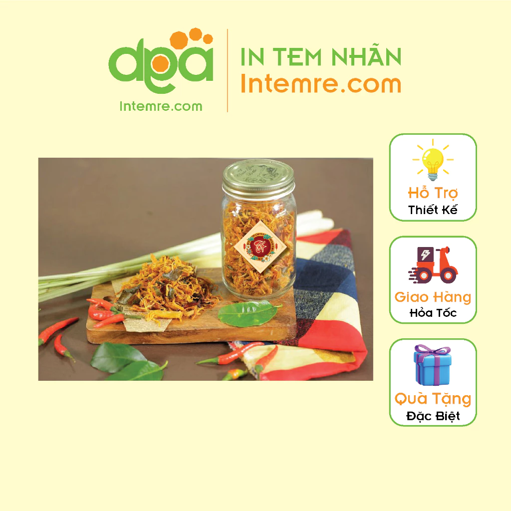 Sẳn 38 Tem Decan Giấy Intemre.com - Tết - Màu Vàng - Kích Thước: 5x5cm