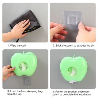 Hộp đựng túi màng bọc thực phẩm hình quả táo có nắp đậy,hộp đựng túi nilon tặng kèm miếng dán siêu chắc { H }
