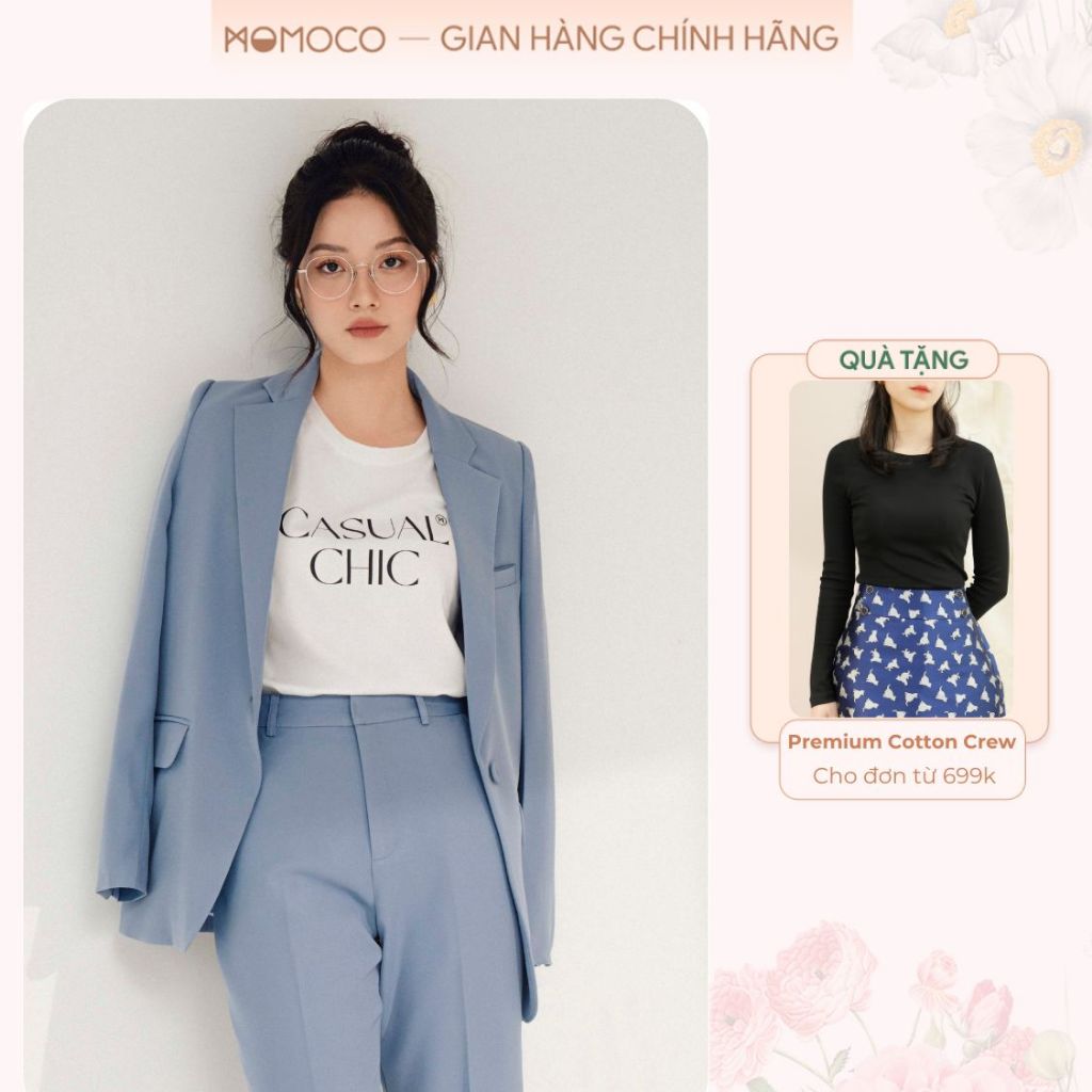 Áo Blazer Nữ Dáng Suông Xẻ Tà MOMOCO 02 Lớp Chất Liệu Cao Cấp, Thanh Lịch M3034