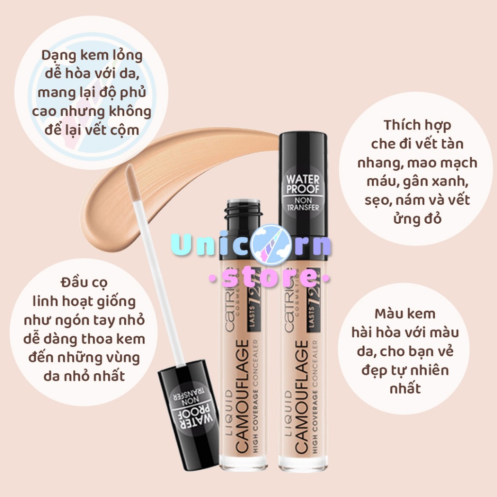 Kem Che Khuyết Điểm Dạng Lỏng Chống Trôi Catrice Camouflage Concealer Liquid 5ml