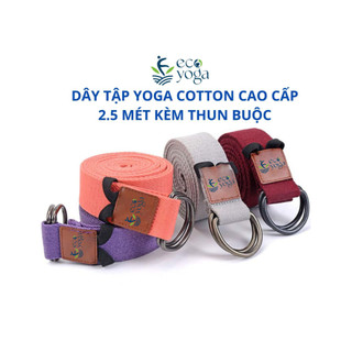 Dây Đai Tập Yoga Cotton Dài 2m5 Có Thun Buộc, Bản 3.8cm , Dày 2mm, Cải Thiện, Nắn Chỉnh Cột Sống