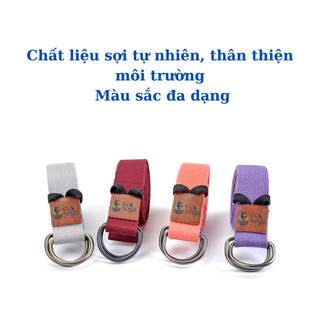 Dây Đai Tập Yoga Cotton Dài 2m5 Có Thun Buộc, Bản 3.8cm , Dày 2mm, Cải Thiện, Nắn Chỉnh Cột Sống