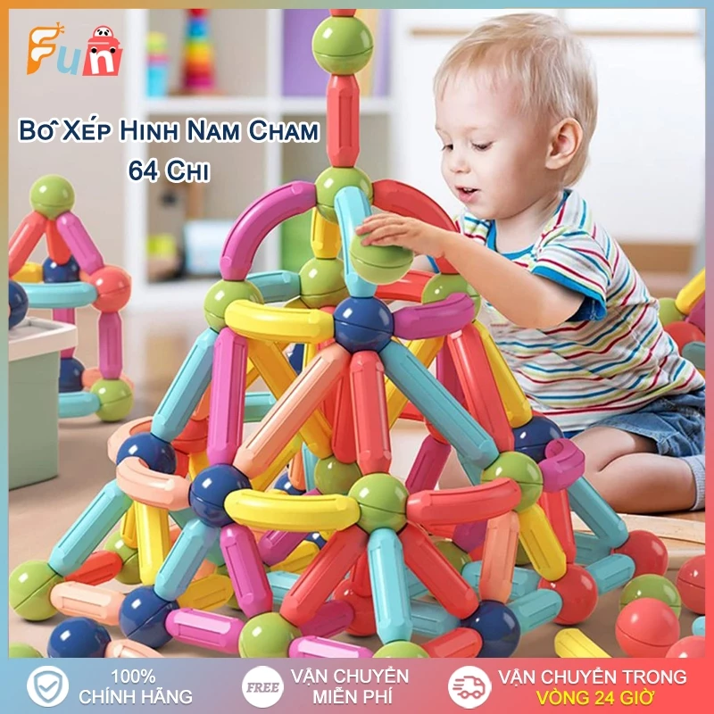 Bộ xếp hình nam châm Lắp Ráp Khối Xây Dựng Dính Từ