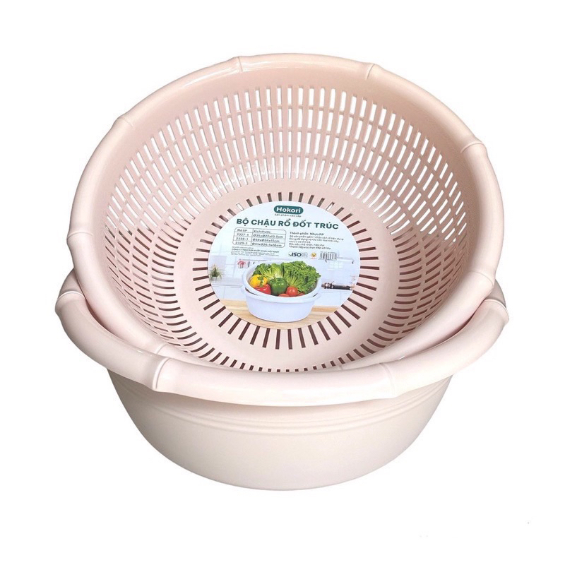 Rổ Nhựa Tròn Đốt Trúc Đựng Rau Củ Quả Kèm Chậu 3 Size Nhựa Việt Nhật ...