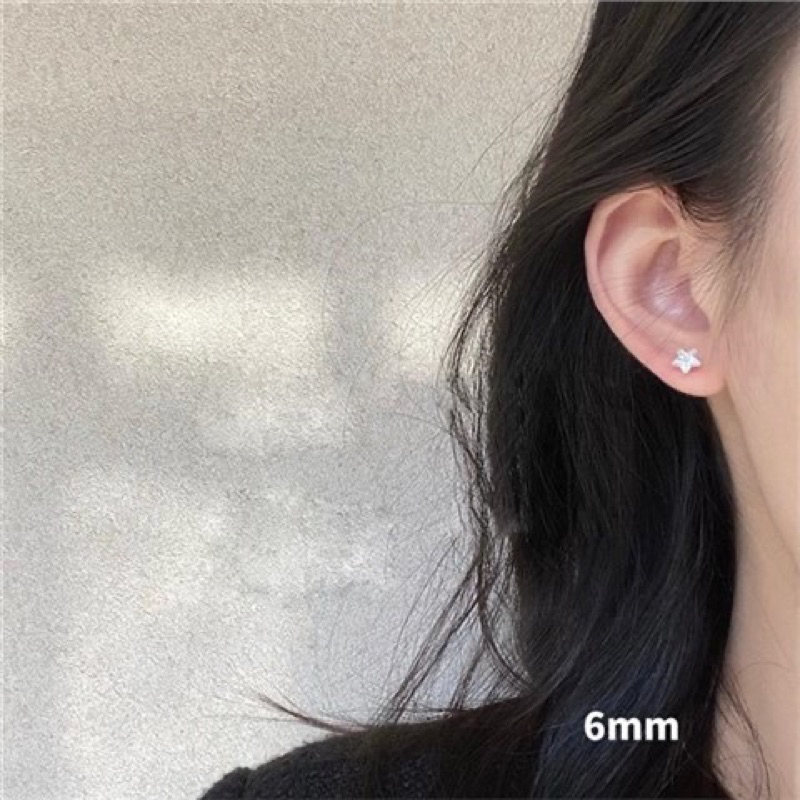 Bông tai nữ unisex titan đá ngôi sao lấp lánh chuôi đẩy không gỉ (TẶNG KÈM CHUÔI KHUYÊN TAI)