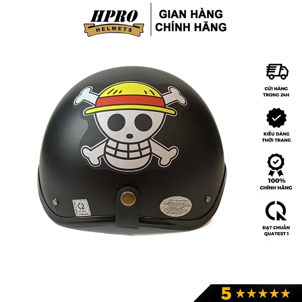 Ảnh Mũ bảo hiểm nửa đầu Sundy Helmet, họa tiết One Piece , cá tính, an toàn, kèm kính phi công, uv, freesize(55-59cm) 2