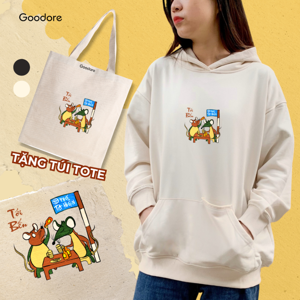 Áo Hoodie local brand Goodore BST Đông Hồ Street mẫu Tới Bến chất nỉ chân cua năng động mùa thu đông