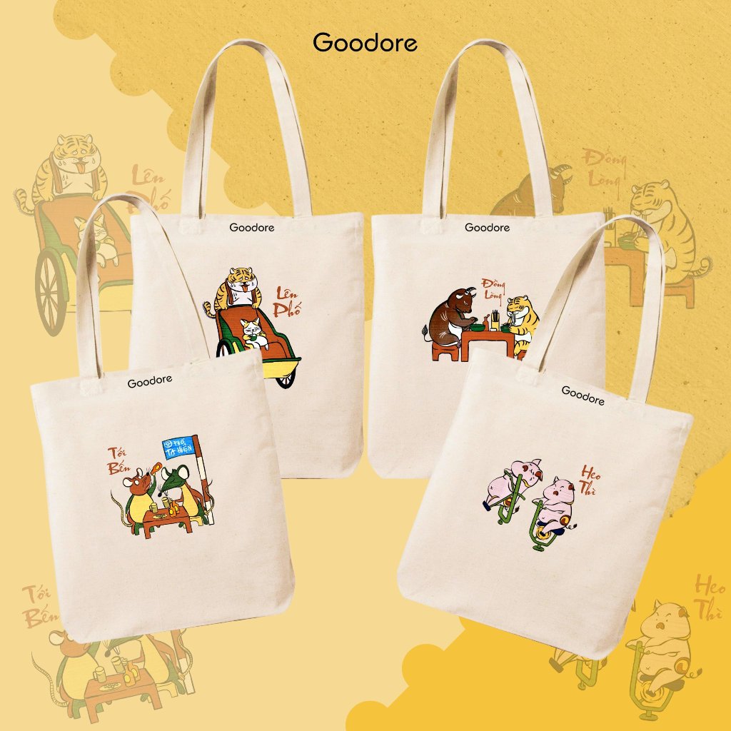 Túi tote vải canvas Goodore thiết kế BST Đông Hồ Street phong cách năng động cá tính