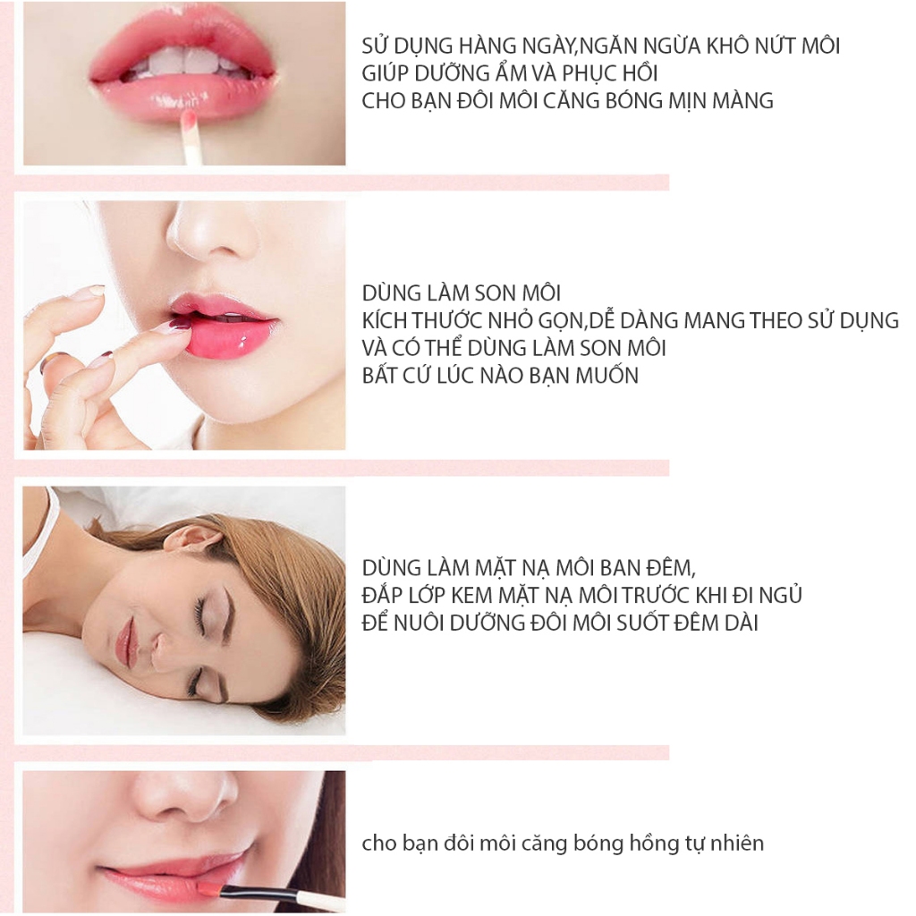 Mặt nạ ngủ môi khử thâm làm hồng dưỡng ẫm collagen kích màu môi tẩy tế bào chết giữ cho đôi môi mịn màng & căng bóng