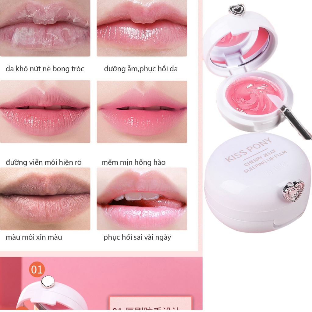 Mặt nạ ngủ môi khử thâm làm hồng dưỡng ẫm collagen kích màu môi tẩy tế bào chết giữ cho đôi môi mịn màng & căng bóng