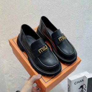 Giày lười nữ miu miu đế cao 4cm mũi tròn, moca nữ chất da mềm, giày búp bê miu miu hàng fullbox
