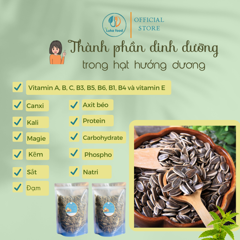 Hạt Hướng Dương Vị Dừa Bơ/Táo Đỏ/Óc Chó Siêu Ngon -Gói 500g Hạt Mẩy Loại 1, Không Hôi Dầu, Giòn Rụm, Thơm Ngon Luka Food