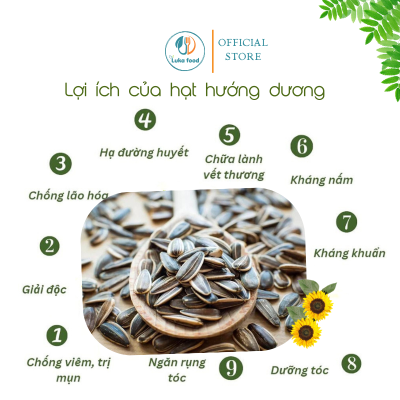 Hạt Hướng Dương Vị Dừa Bơ/Táo Đỏ/Óc Chó Siêu Ngon -Gói 500g Hạt Mẩy Loại 1, Không Hôi Dầu, Giòn Rụm, Thơm Ngon Luka Food