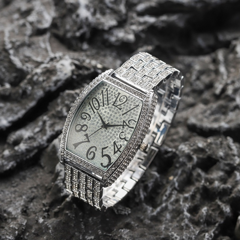 (Tặng nhẫn) Đồng hồ pintime đính đá khung chữ nhật size 40mm - PT02