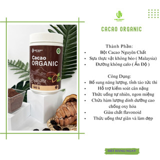 Sữa bột cacao organic Việt nhật nutrtion - đường ăn kiêng 0 calo 500g