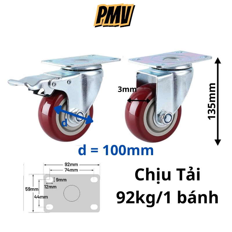 Bánh xe đẩy hàng chịu tải lớn, bánh xe chịu lực xoay đa hướng | Shopee ...