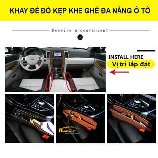 Khay Để Đồ Ô Tô Đa Năng Khay Đựng Đồ Kẹp Khe Ghế Ô Tô Bọc Da Cao Cấp Tiện Lợi Chống Rơi Đồ